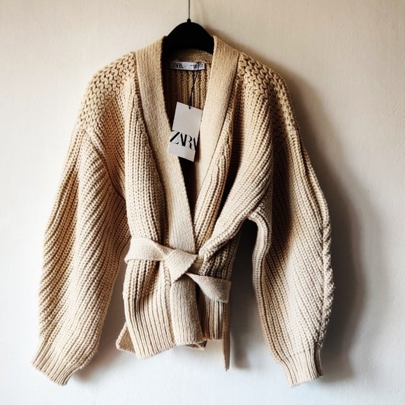 Zara Sweaters - ZARA Oversized Wrap Knit  Cardigan Size S NWT